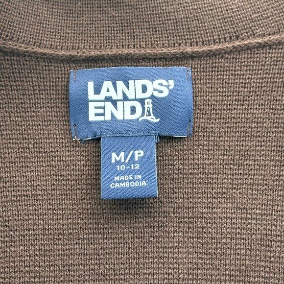 Lands End Brown Cotton Knit Button Front Blazer Sweater Cardigan Womens Medium M - Picture 8 of 11